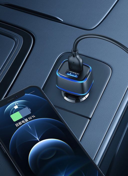 Szybka Ładowarka Samochodowa Usb Led 2.4A + Kabel Lightning Do Iphone