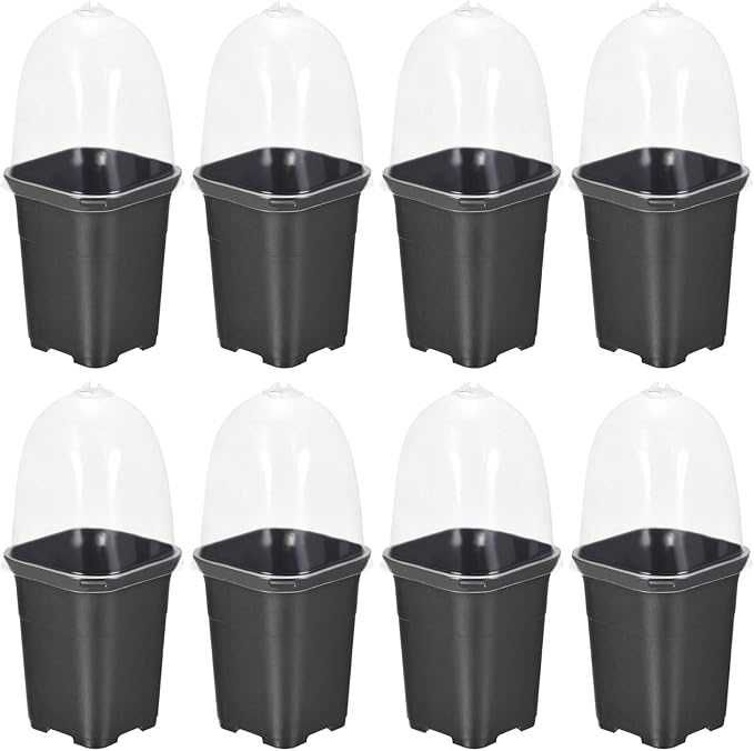 Doniczki do sadzonek 8 szt. z pokrywą czarne