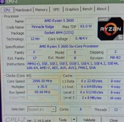 Ryzen 5 2600 6 core 12 thread