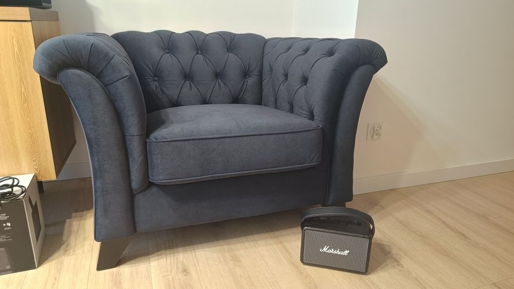 Fotel chesterfield Agata meble jak nowy duży wygodny art deco bauhaus