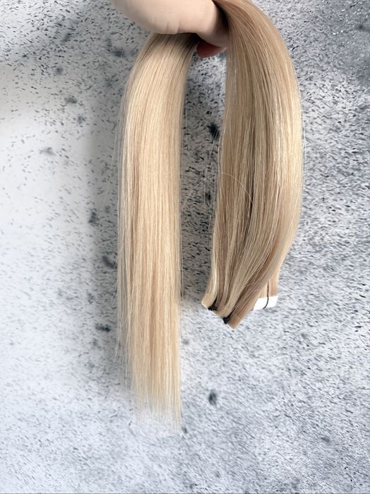Włosy naturalne długie 50 cm 50g blond refleksy kanapki tape on
