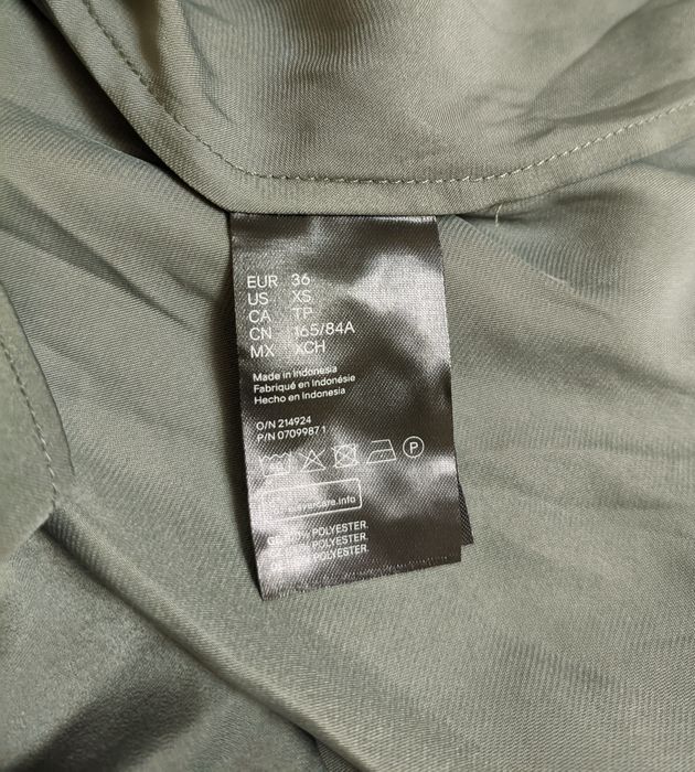 H&M p.S/36 атласна сукня-сорочка плаття сіро-зеленого кольору