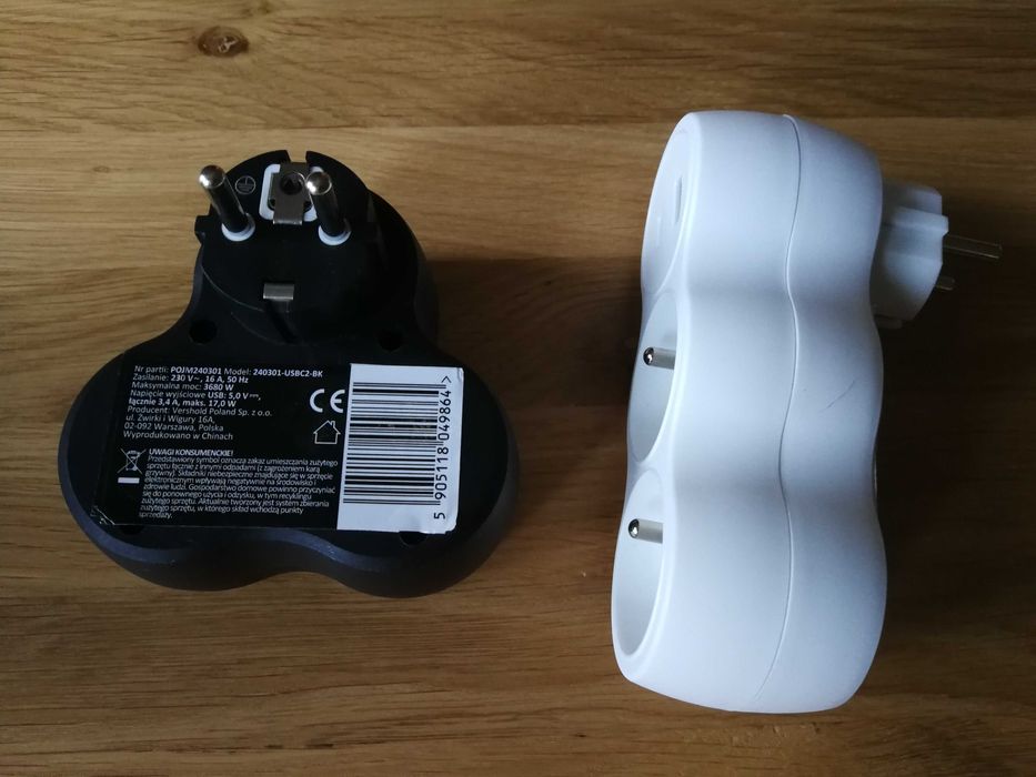 Rozgałęźnik elektryczny 2x2P+Z + USB typ A i C 2,4A usbc 3.4A