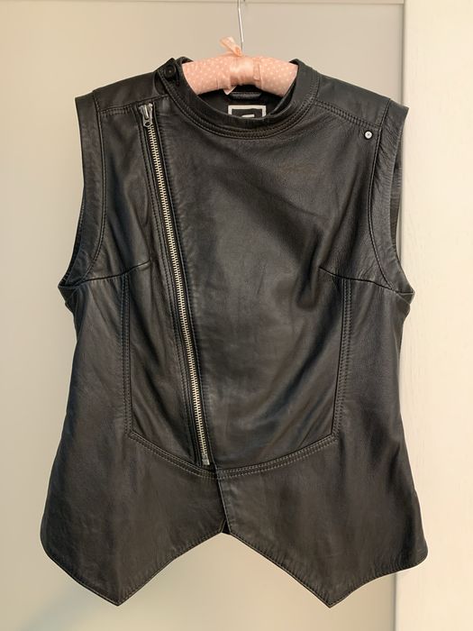 Натуральная, эксклюзивная кожаная жилетка из 100 % мягкой кожи g star