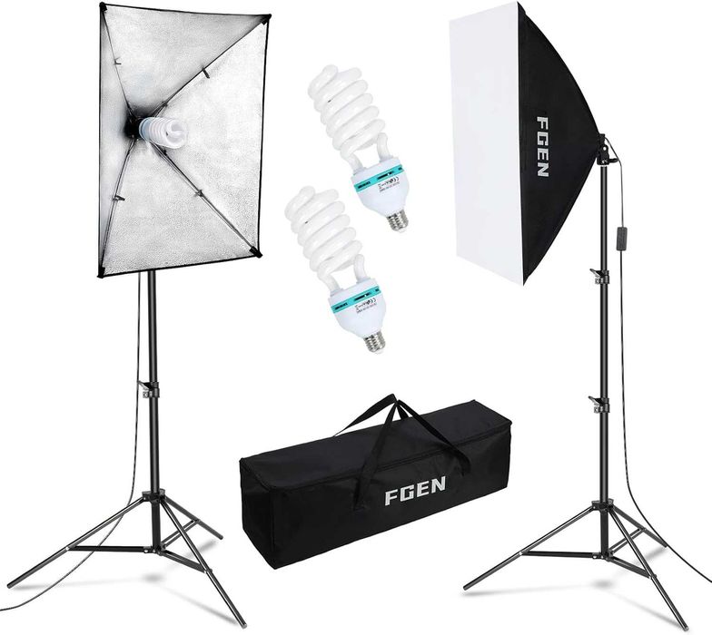 2x SOFTBOX zestaw studyjny 50x70CM statywy 2x135W 5500K