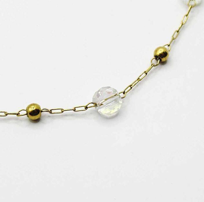 Delikatna bransoletka stal chirurgiczna opalizujące kryształki % B999