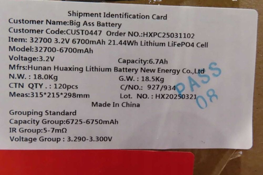 Железо фосфатный аккумулятор 3.2V BIG ASS 32700 6700mAh 3.35A LIFEPO4