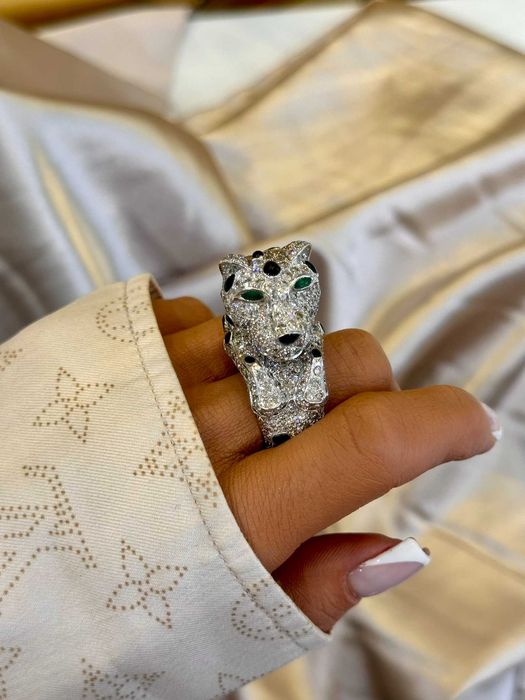 Pierścionek kotek/pantera z diamentami naturalnymi 11.30 CT