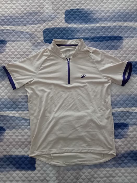 Camisola de Ciclismo Decathlon Branca c/ Zíper e Bolsos Traseiros