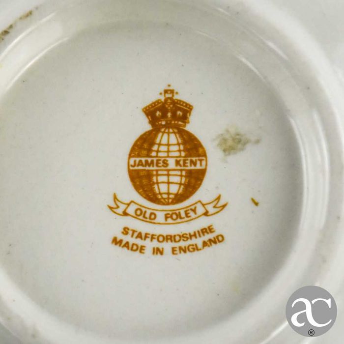 Prato aperitivos faiança inglesa Staffordshire Old Foley “James Kent”