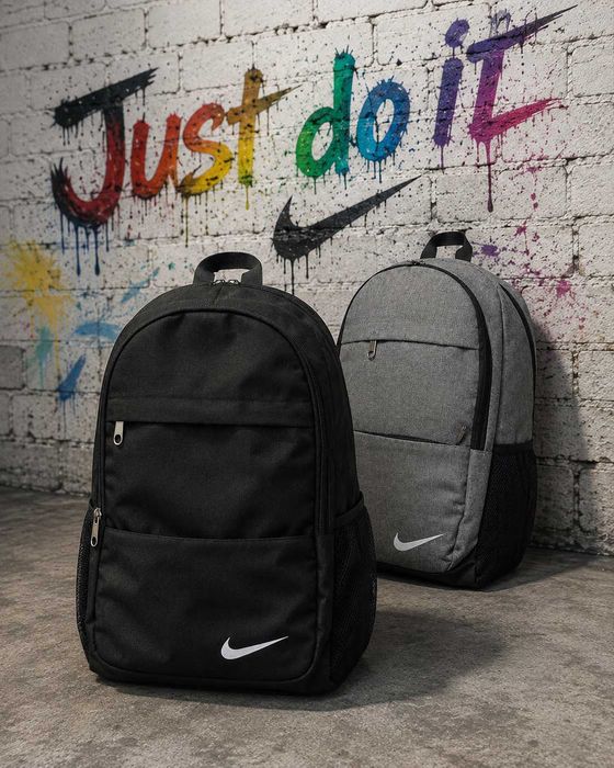 Качественный мужской рюкзак с принтом Nike. Рюкзак для учебы. Цвет: черный.