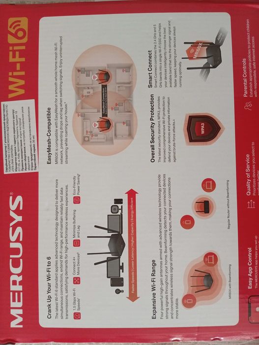 Роутер  Mercusys MR60X Wi-Fi6  / AX1500/ 1 Гбит/с