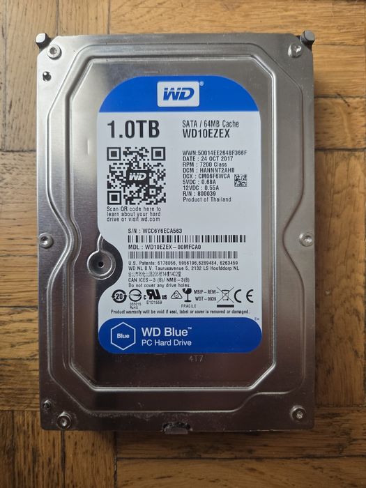 Dysk wewnętrzny hdd uzywany WD10EZEX 3.5" 1TB SATA III