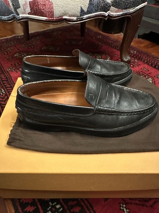 Tod’s black leather loafers masculinos 7,5”&