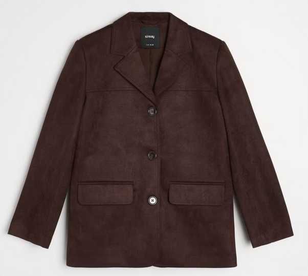 brazowa zamszowa marynkarka   oversize m
