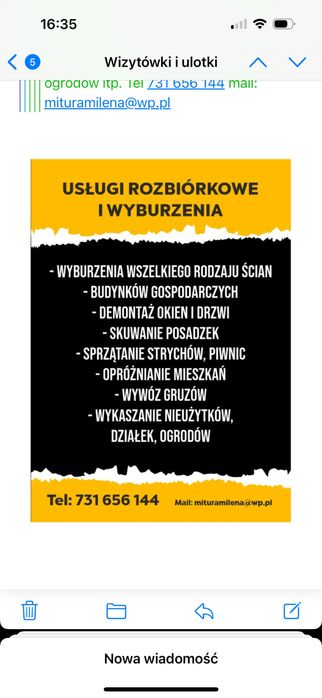 Oferuje państwu wyburzenia i rozbiórki