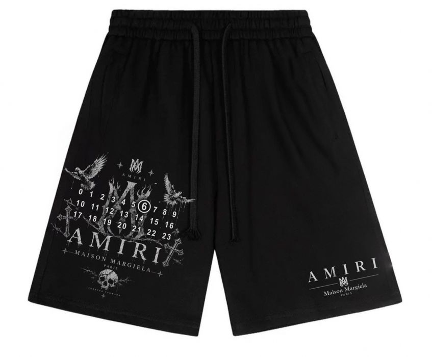 Шорты Maison Margela paris x Amiri Logo колоборация мейсон марждели и амири цвет черный Новинка