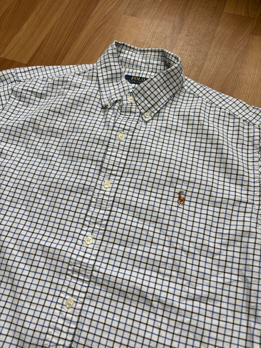 Новая Оригинал Polo Ralph Lauren рубашка в клеточку бело синяя л размера коттоновая фланелька овершот old money luxury grisch stockholm style