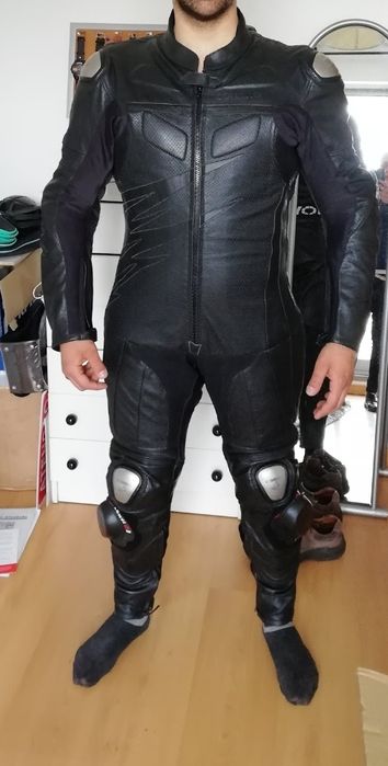 Fato de mota em cabedal protecção titânio tamanho L