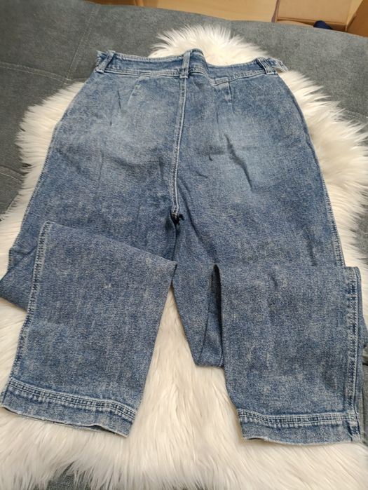 Jeansy vintage eleganckie szerokie niebieskie wysoki stan M