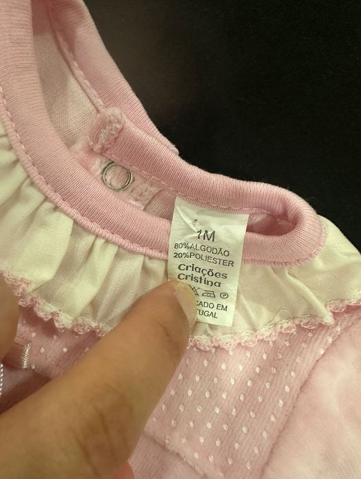Camisola + Calças Rosa com folho (0-3M)