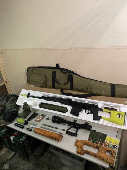 Sniper Airsoft SVD Dragunov A&K FULL METAL NOVA EM CAIXA + Mira Óptica 6-24x50 + Kit Madeira + Extras