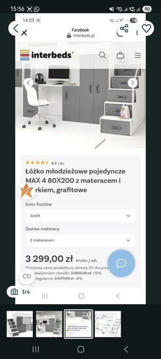 Łóżko piętrowe, biurko, szafa, mebel wielofunkcyjny