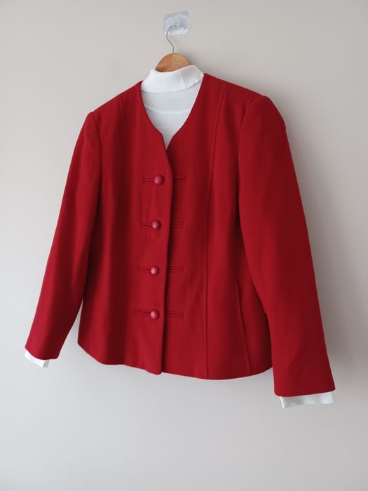 Piękny wełniany żakiet retro chic Xl/XXL czerwony Gray&Osbourn