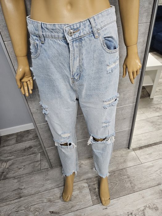 Nowe spodnie jeansowe premium SeeSee Parirs z rozdarciami rozm 40