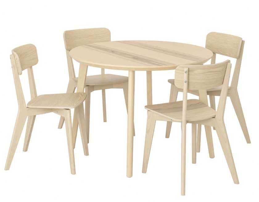 Mesa redonda de 105 cm, modelo Lisabo da IKEA, na cor ash, com 4 cadeiras