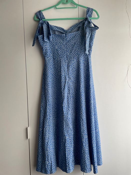 Сукня синя в горошок