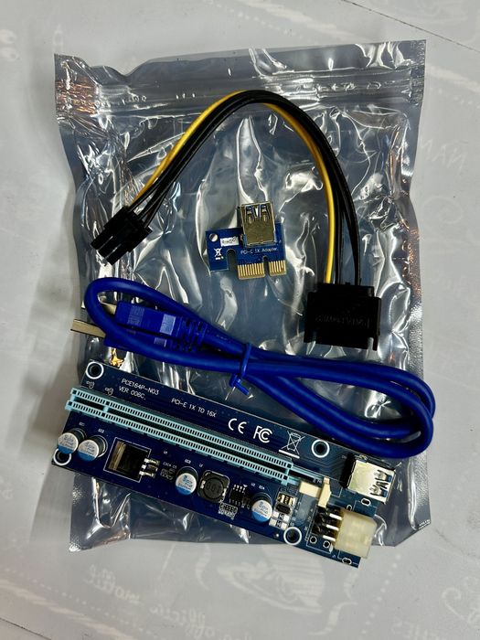 Райзер (Riser) Card PCI Express ver 006C PCI-E 1X to 16X 6+2 Pin 12v