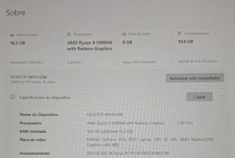 Portátil HP OMEN 16.1 Gaming