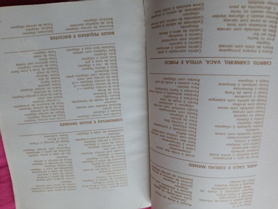 Livro de RECEITAS antigo, cerveja Sagres  (1975)