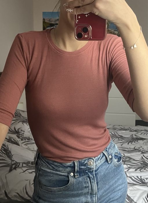 Sweterki łososiowy z rękawem 3/4 długość