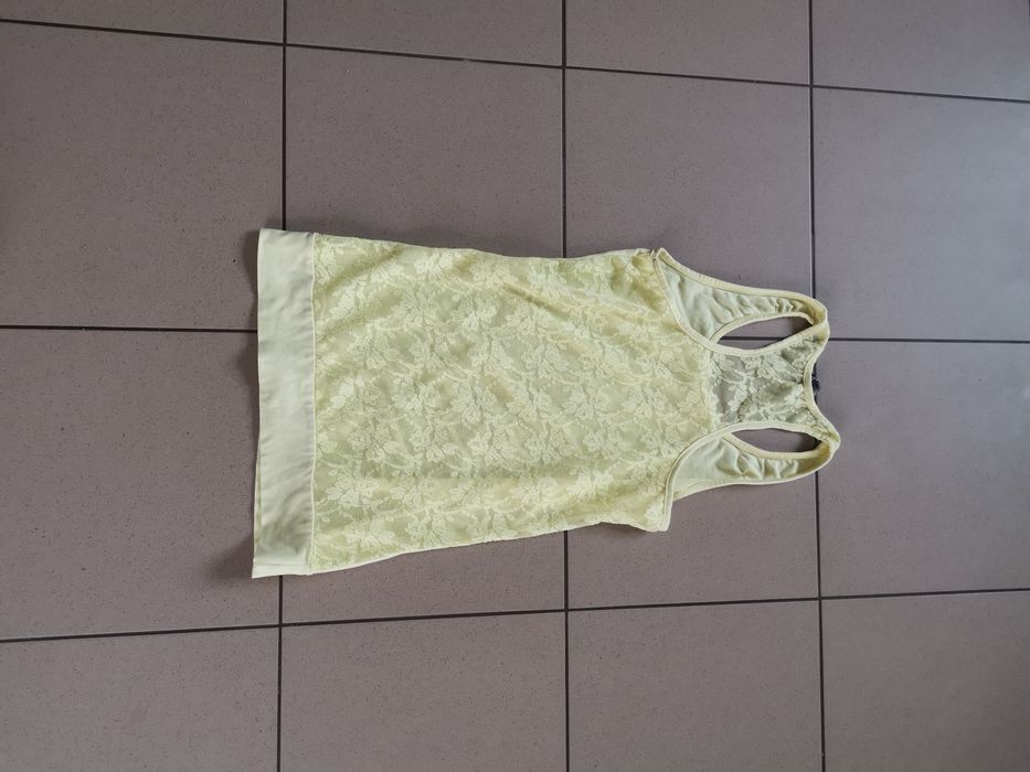 Koronkowy zolty top bokserka tank top 36