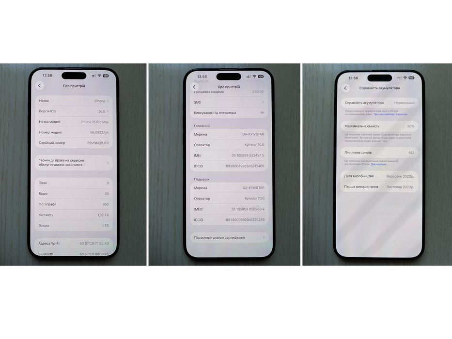 Ідеальний Стан 15 PRO MAX 1 Tb Терабайт Blue Titanium НА ДВІ СІМ КАРТКИ ФІЗИЧНІ Оригінал