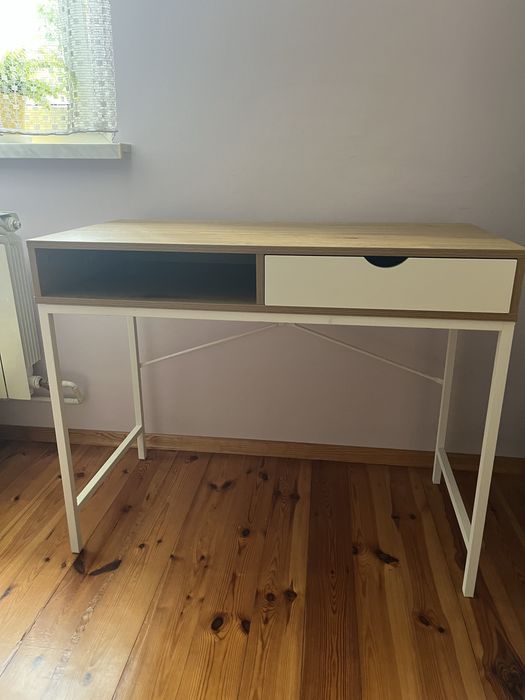 Biurko TRAPPEDAL 48x95 1 szuflada kolor ciepły dąb/biały