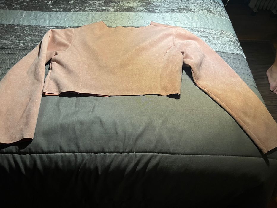 Bolero senhora em pele pêssego, rosa claro