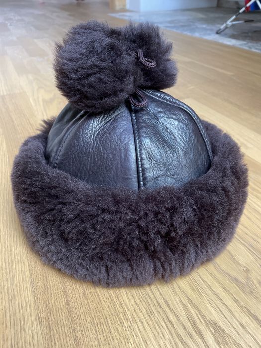 Czapka skóra naturalna i kożuch