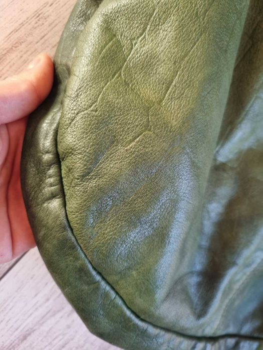 Сумка шоппер кожаная зеленая итальянская