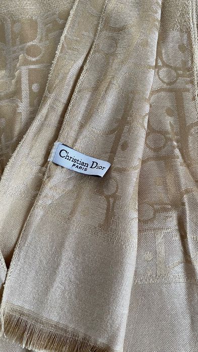 Szal chusta jedwab kaszmir używany Christian Dior