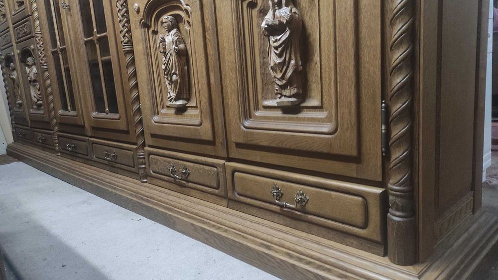 Witryna kredens dębowy biblioteka rzeźby figuralne meble do kancelari!!
