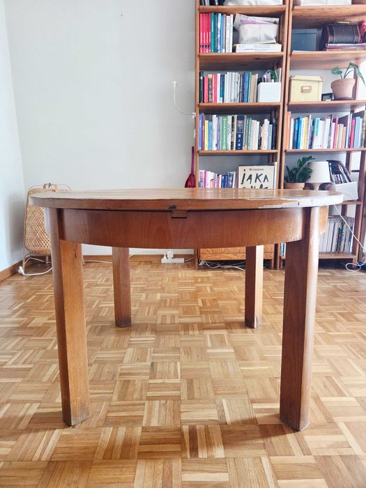 Stół okrągły prl 100 cm rozkładany