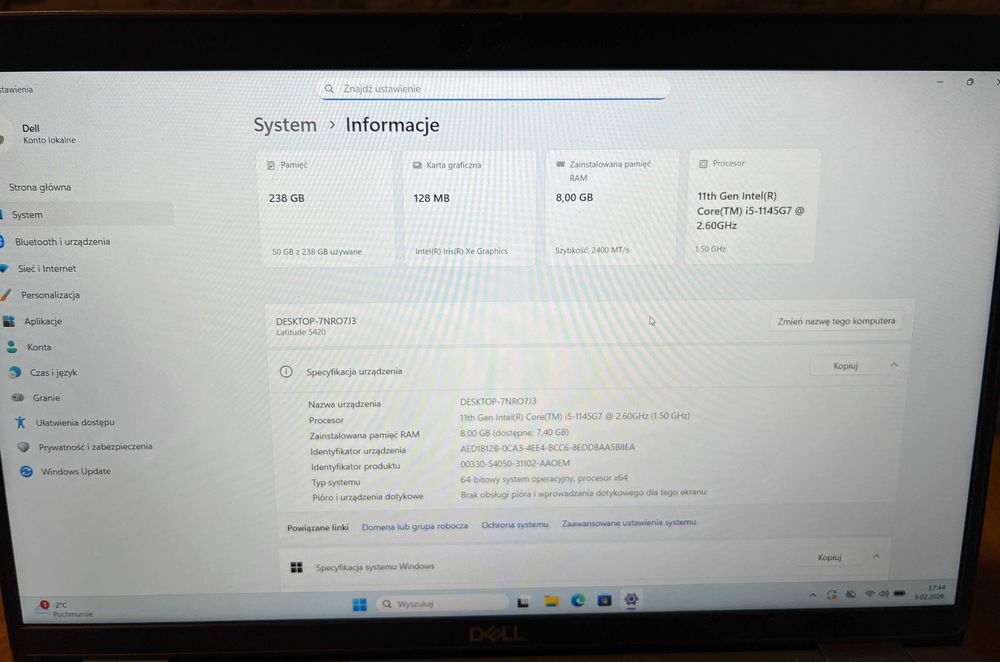 Laptop Dell Latitude 5420 i5-11gen SSD 14" FHD Win11