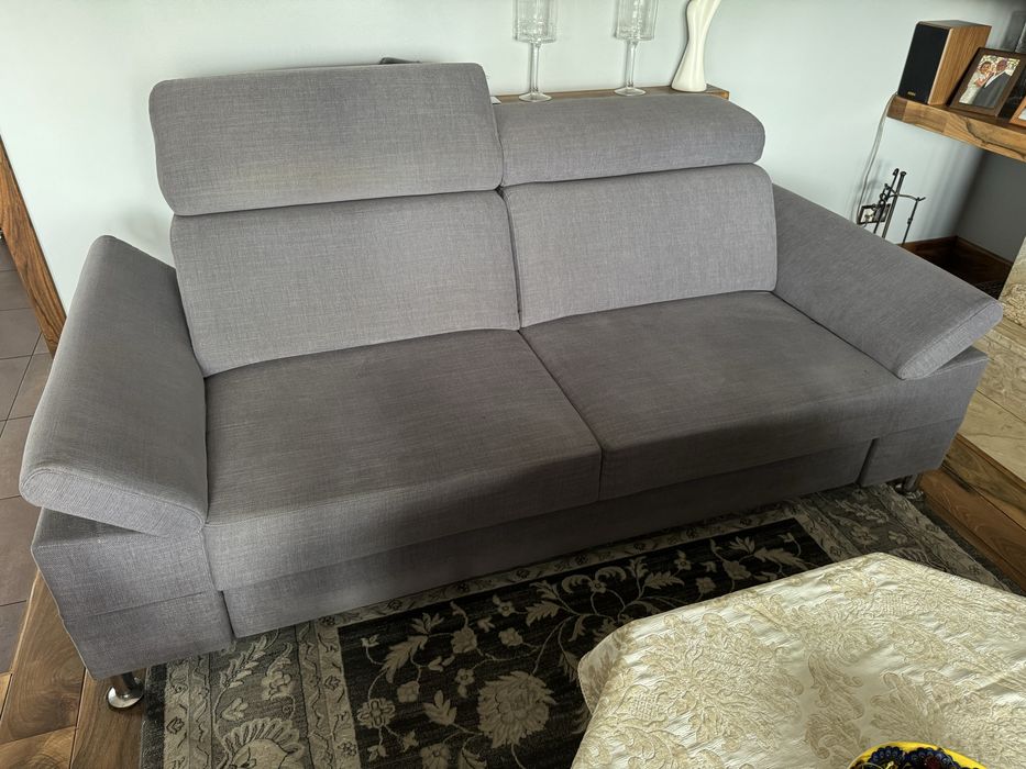 kanapa sofa szara regulowane zagłówki