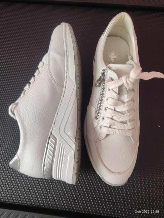 Rieker sneakersy białe ( wstawka brokat)