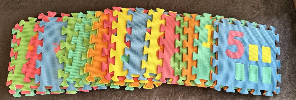 Килимок пазл цифри 10 штук і фрукти з тваринами 10 штук