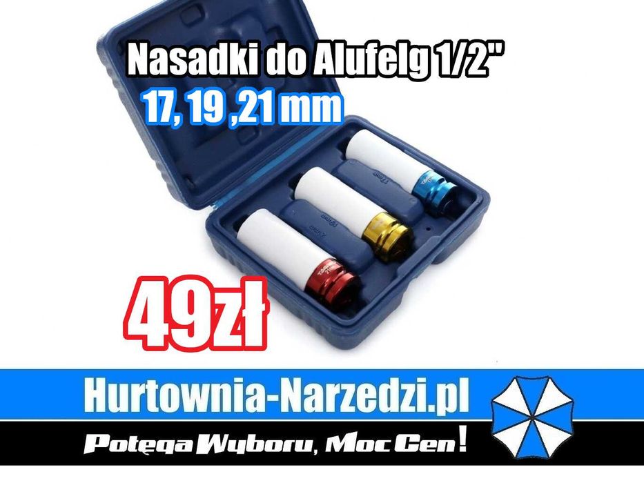 Nasadki do felg aluminiowych 6-kątne 1/2' 17- 21mm 3-el.