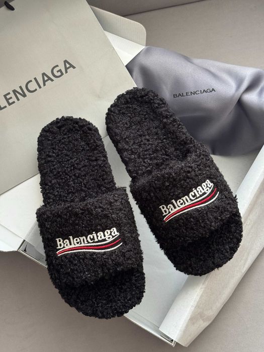!PREMIUM! Сланці BALENCIAGA FURRY Slide Black | 41 42 43 44 45